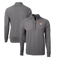 Men's Cutter & Buck Heather Black Texas Longhorns Big Tall Adapt Eco Knit Quarter-Zip Top