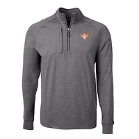 Men's Cutter & Buck Heather Black Texas Longhorns Big Tall Adapt Eco Knit Quarter-Zip Top
