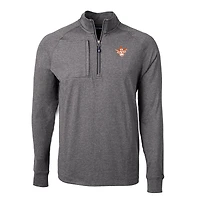 Men's Cutter & Buck  Heather Black Texas Longhorns Vault Adapt Eco Knit Heathered Recycled Raglan Quarter-Zip Top