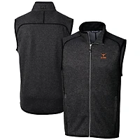 Pull en polaire à fermeture éclair intégrale pour homme, modèle Cutter & Buck Heather Charcoal, avec logo des anciens Texas Longhorns