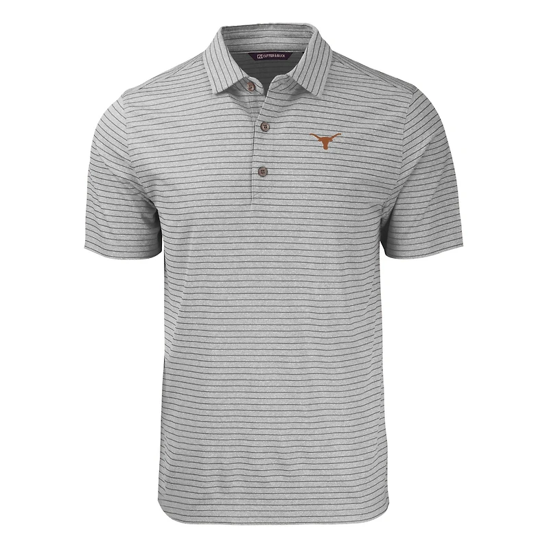 Men's Cutter & Buck  Heather Gray Texas Longhorns Big Tall Forge Eco Stripe Stretch Recycled Polo