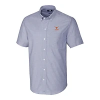 Men's Cutter & Buck  Light Blue Texas Longhorns Alumni Logo Stretch Oxford Short Sleeve Button-Down Shirt