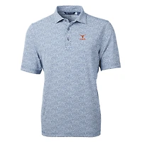 Men's Cutter & Buck  Navy Texas Longhorns Alumni Logo DryTec Virtue Eco Pique Botanical Print Recycled Polo