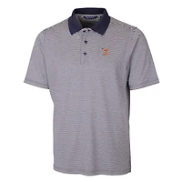 Men's Cutter & Buck  Navy Texas Longhorns Alumni Logo Forge Tonal Stripe Stretch Polo