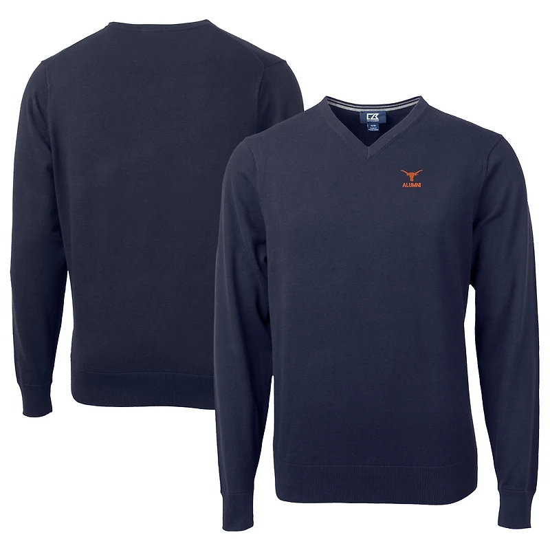 Men's Cutter & Buck  Navy Texas Longhorns Alumni Logo Lakemont Tri-Blend V-Neck Pullover Sweater