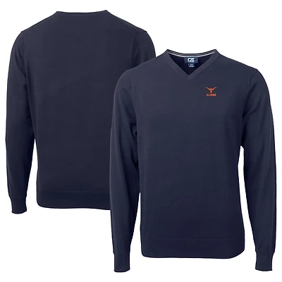 Men's Cutter & Buck  Navy Texas Longhorns Alumni Logo Lakemont Tri-Blend V-Neck Pullover Sweater