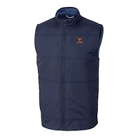 Gilet coupe-vent matelassé hybride Stealth avec logo des anciens élèves Texas Longhorns pour homme, bleu marine, Cutter & Buck, fermeture éclair intégrale