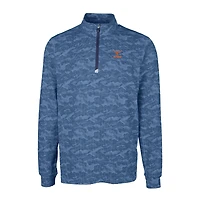 Men's Cutter & Buck  Navy Texas Longhorns Alumni Logo Traverse Camo Print Stretch Quarter-Zip Pullover Top