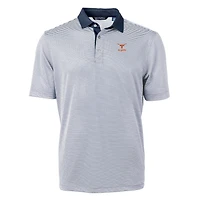 Polo recyclé à micro-rayures et piqué écologique pour homme, bleu marine, avec logo des anciens Texas Longhorns, Cutter & Buck