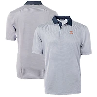 Polo recyclé à micro-rayures et piqué écologique pour homme, bleu marine, avec logo des anciens Texas Longhorns, Cutter & Buck