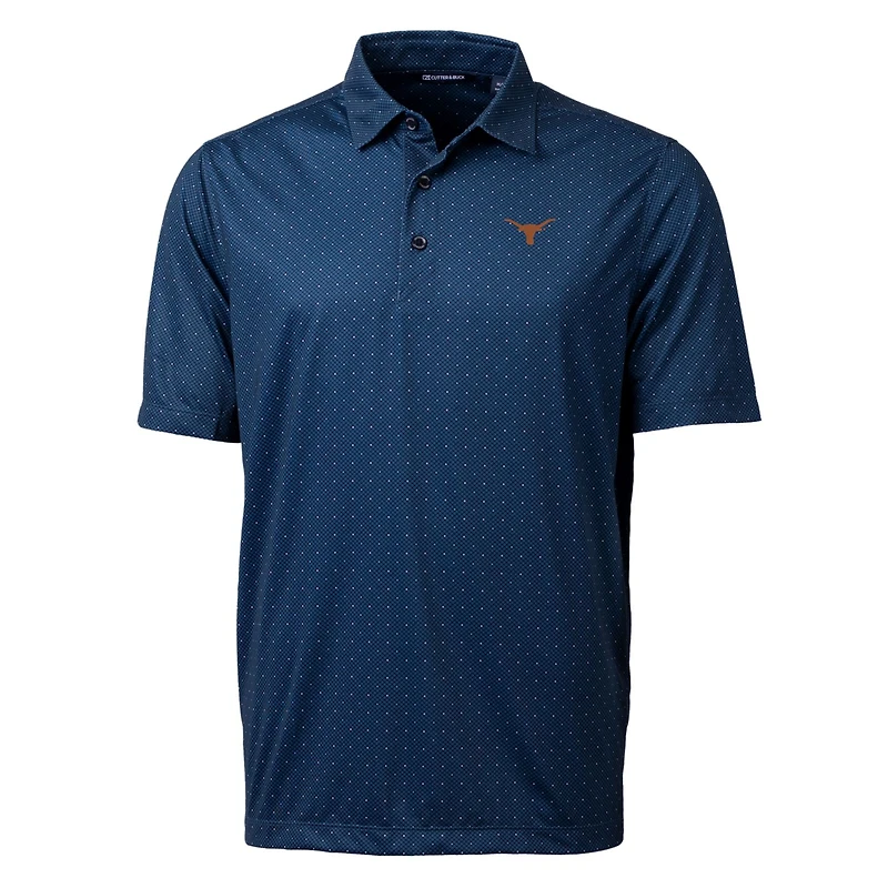 Men's Cutter & Buck Navy Texas Longhorns Pike Double Dot Print Stretch Polo