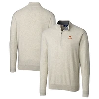 Men's Cutter & Buck  Oatmeal Texas Longhorns Alumni Logo Lakemont Tri-Blend Quarter-Zip Pullover Sweater