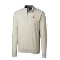 Men's Cutter & Buck  Oatmeal Texas Longhorns Alumni Logo Lakemont Tri-Blend Quarter-Zip Pullover Sweater