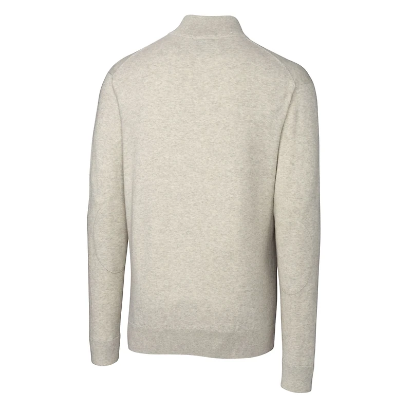 Men's Cutter & Buck  Oatmeal Texas Longhorns Alumni Logo Lakemont Tri-Blend Quarter-Zip Pullover Sweater