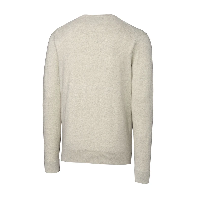 Men's Cutter & Buck  Oatmeal Texas Longhorns Alumni Logo Lakemont Tri-Blend V-Neck Pullover Sweater