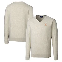 Men's Cutter & Buck  Oatmeal Texas Longhorns Alumni Logo Lakemont Tri-Blend V-Neck Pullover Sweater