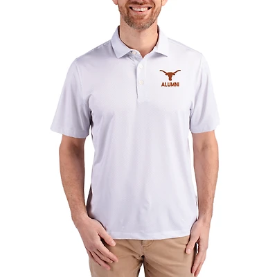 Men's Cutter & Buck White Texas Longhorns Alumni Pike Eco Symmetry Print Stretch Recycled Polo