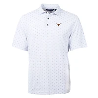 Polo recyclé Cutter & Buck White Texas Longhorns grandes tailles Virtue Eco Pique à imprimé carreaux