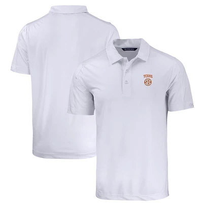 Men's Cutter & Buck White Texas Longhorns SEC Big Tall Prospect Eco Textured Stretch Recycled Polo