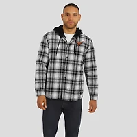 Men's Darius Rucker Collection by Fanatics  Black Texas Longhorns Plaid Flannel Quilted Full-Snap Hooded Shacket