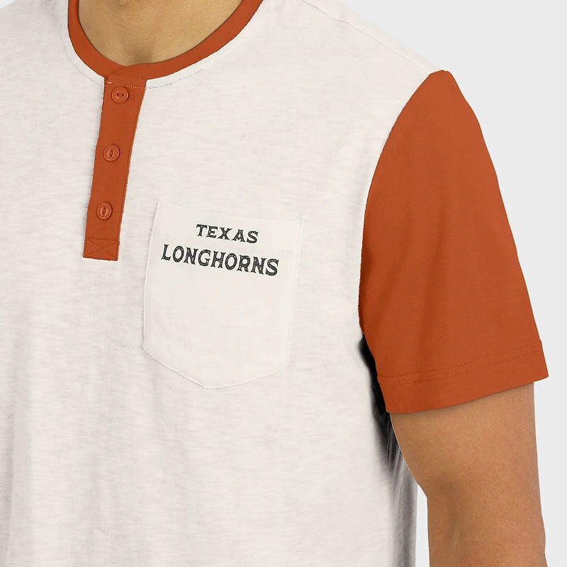 T-shirt Henley à blocs de couleurs crème/orange Texas Longhorns pour homme la collection Darius Rucker par Fanatics