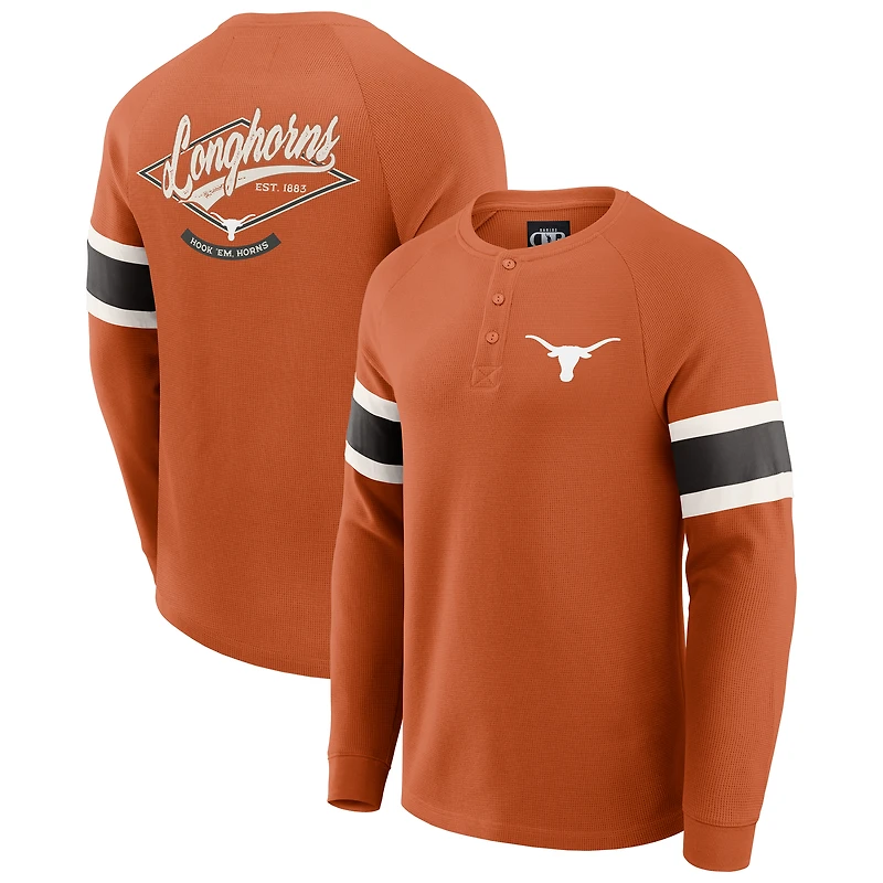 Men's Darius Rucker Collection by Fanatics Texas Orange Longhorns Waffle-Knit Raglan Long Sleeve Henley T-Shirt