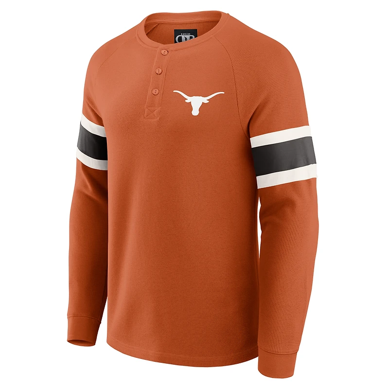 Men's Darius Rucker Collection by Fanatics Texas Orange Longhorns Waffle-Knit Raglan Long Sleeve Henley T-Shirt