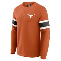 Men's Darius Rucker Collection by Fanatics Texas Orange Longhorns Waffle-Knit Raglan Long Sleeve Henley T-Shirt