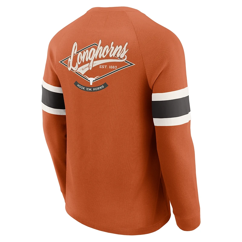 Men's Darius Rucker Collection by Fanatics Texas Orange Longhorns Waffle-Knit Raglan Long Sleeve Henley T-Shirt