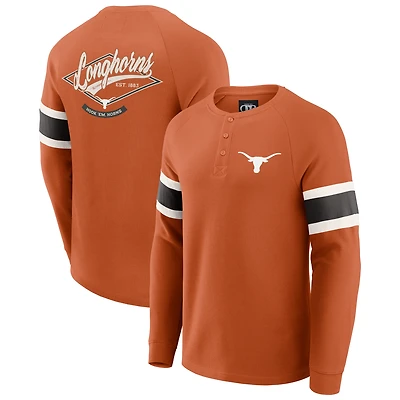 Men's Darius Rucker Collection by Fanatics Texas Orange Longhorns Waffle-Knit Raglan Long Sleeve Henley T-Shirt