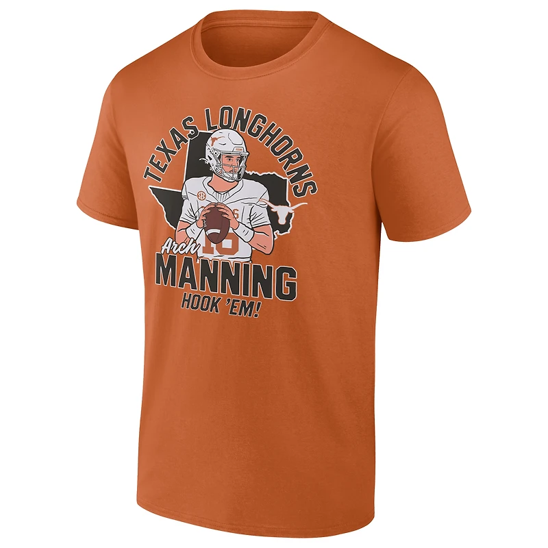 Men's Fanatics Arch Manning Texas Orange Longhorns Name & Number T-Shirt