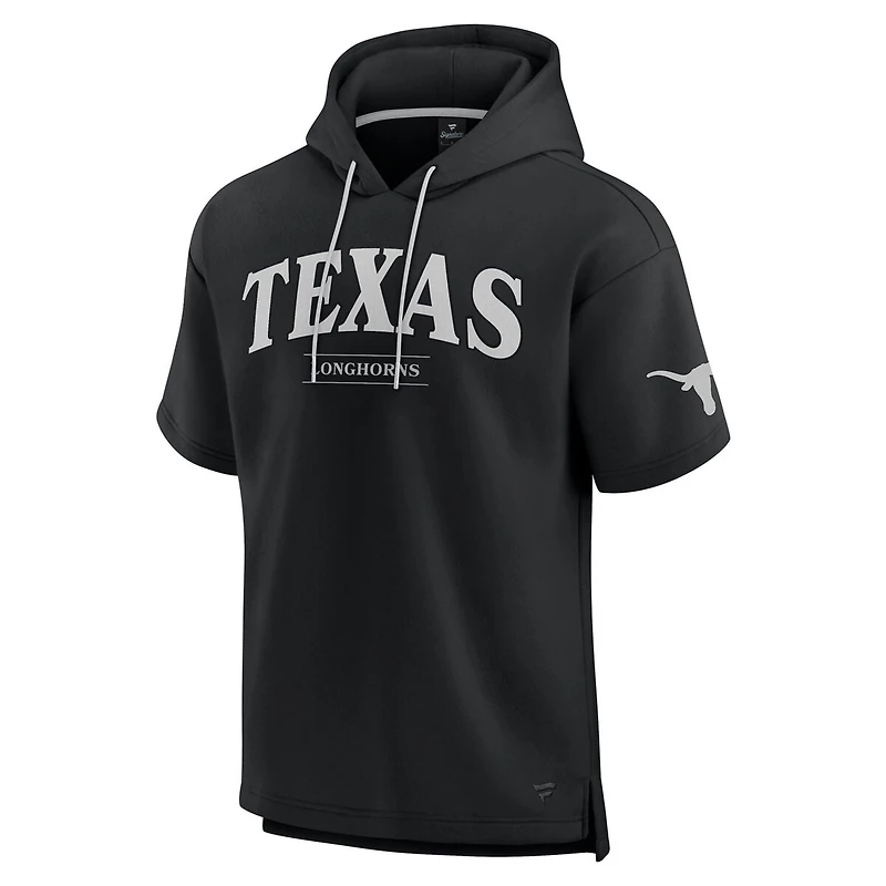 Men's Fanatics Black Texas Longhorns Ready Short Sleeve Pullover Hoodie