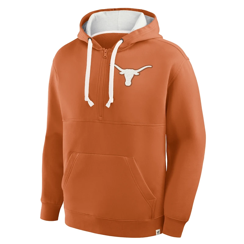 Sweat à capuche premium demi-zippé Texas Longhorns Hometown Fanatics pour homme, orange,