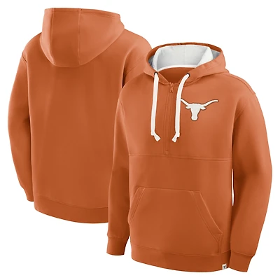Sweat à capuche premium demi-zippé Texas Longhorns Hometown Fanatics pour homme, orange,