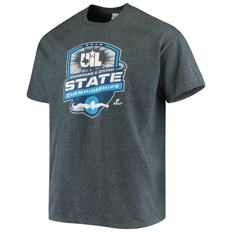 Men's Heathered Charcoal 2019 UIL Texas Swimming & Diving State Championships T-Shirt