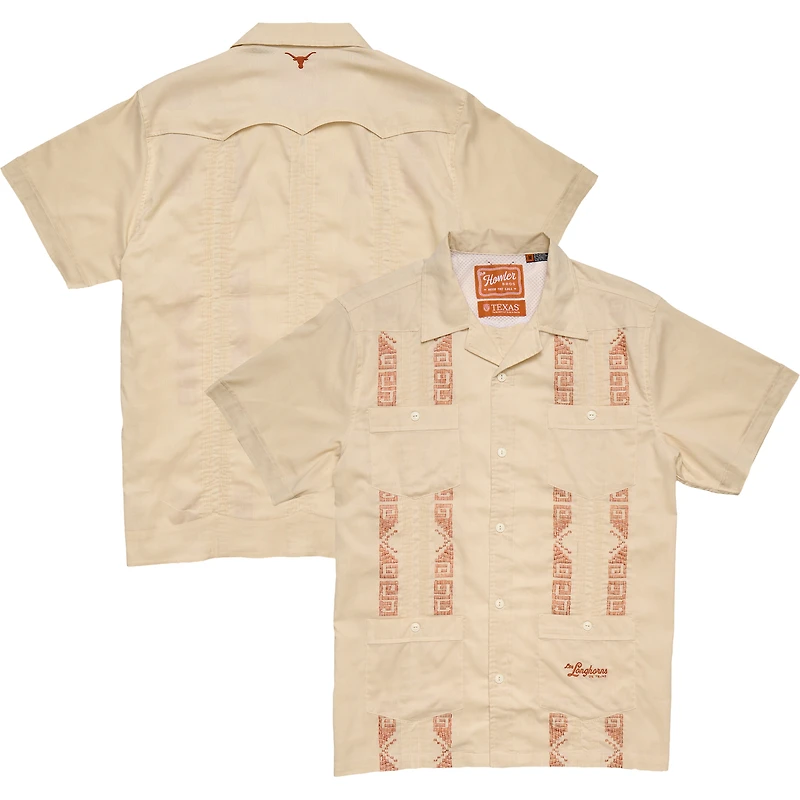 Men's Howler Brothers Tan Texas Longhorns Guayabera Full-Snap Shirt