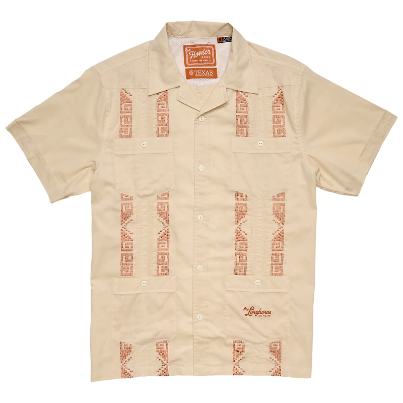 Men's Howler Brothers Tan Texas Longhorns Guayabera Full-Snap Shirt