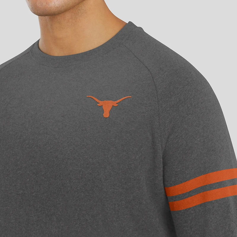 Sweat-shirt gris à manches raglan tri-blend Texas Longhorns Players Lounge de J. Palmer pour homme
