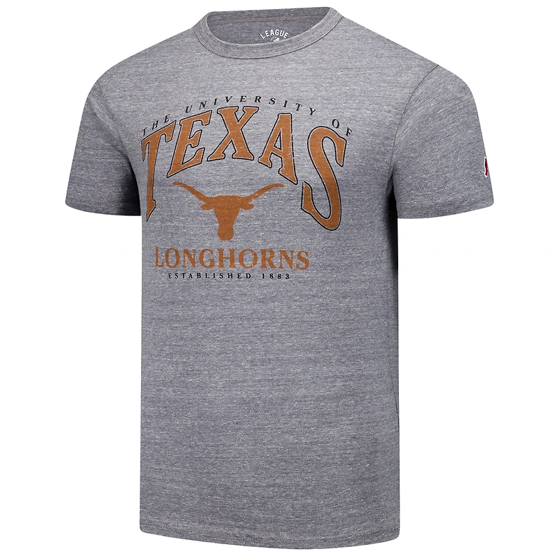 Men's League Collegiate Wear Heather Gray Texas Longhorns Tall Arch 2.0 Victory Falls Tri-Blend T-Shirt