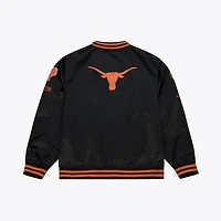 Veste Mitchell & Ness pour homme, modèle Texas Longhorns, noire, à double pochette, légère, en satin et boutons-pression.
