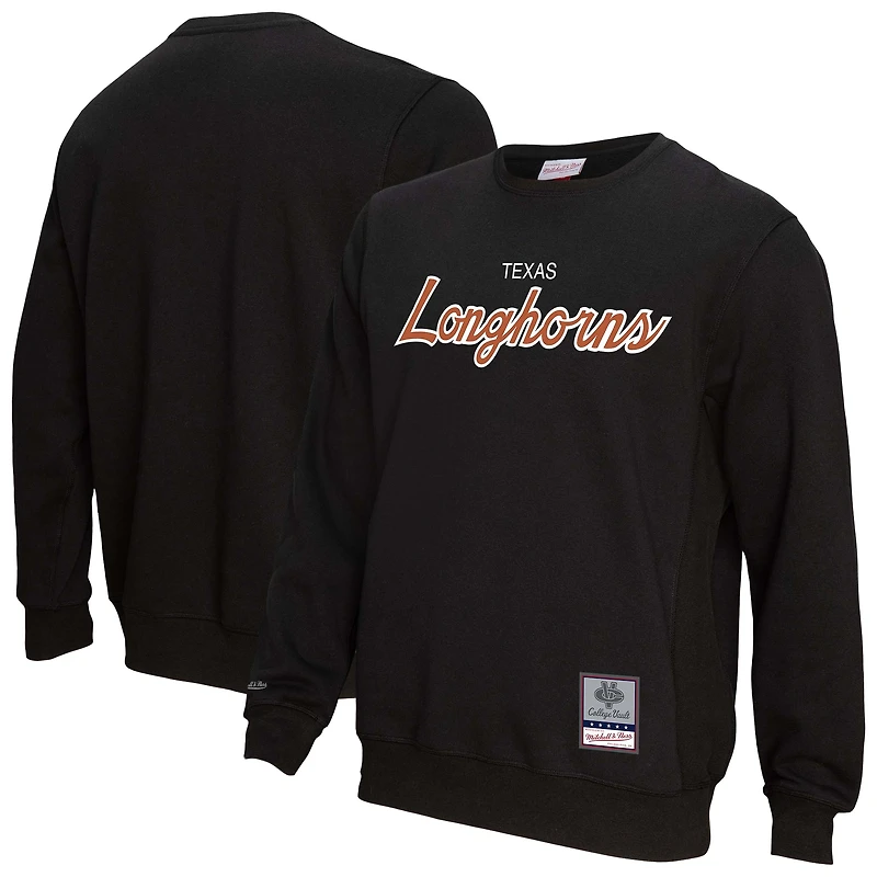 Men's Mitchell & Ness  Black Texas Longhorns Elite Script Pullover Sweatshirt