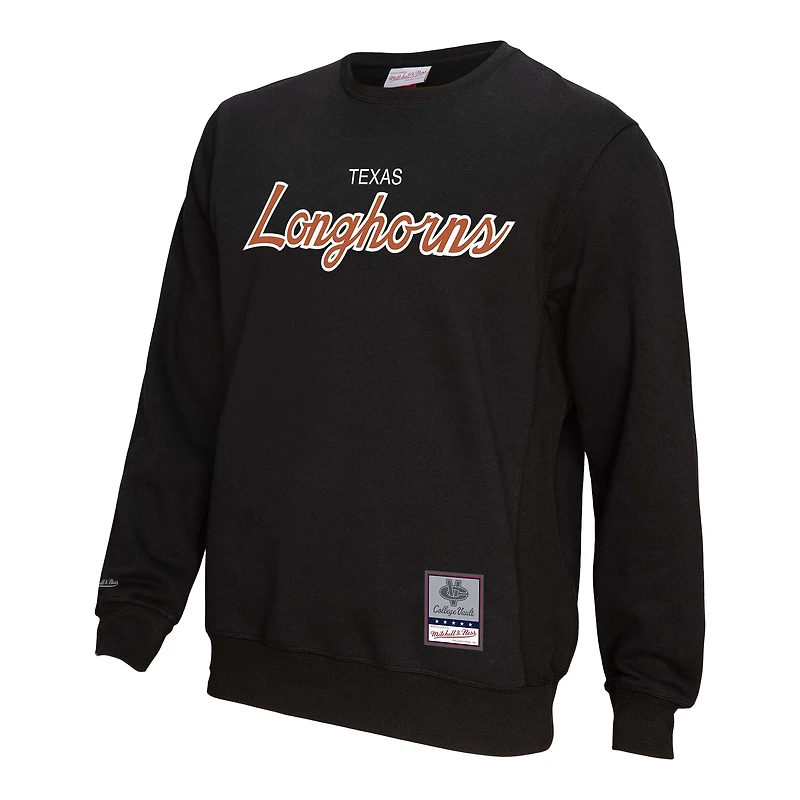 Men's Mitchell & Ness  Black Texas Longhorns Elite Script Pullover Sweatshirt