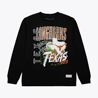 Men's Mitchell & Ness  Black Texas Longhorns Half Time Fleece Crewneck Sweatshirt