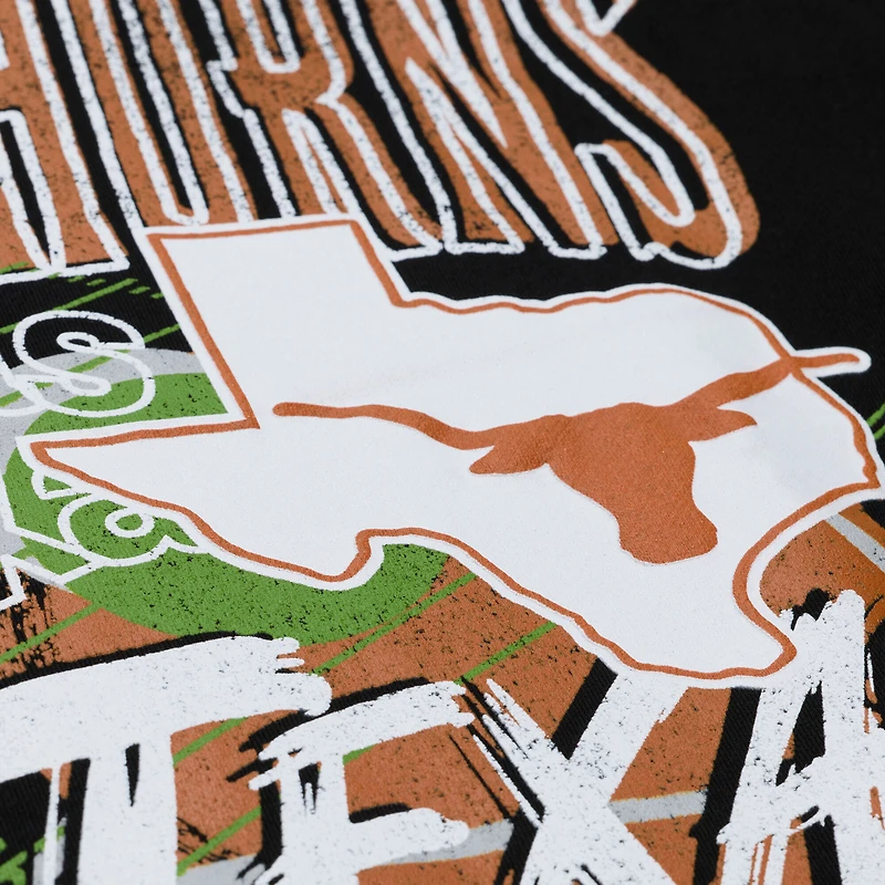 Men's Mitchell & Ness Black Texas Longhorns Half Time Fleece Crewneck Sweatshirt