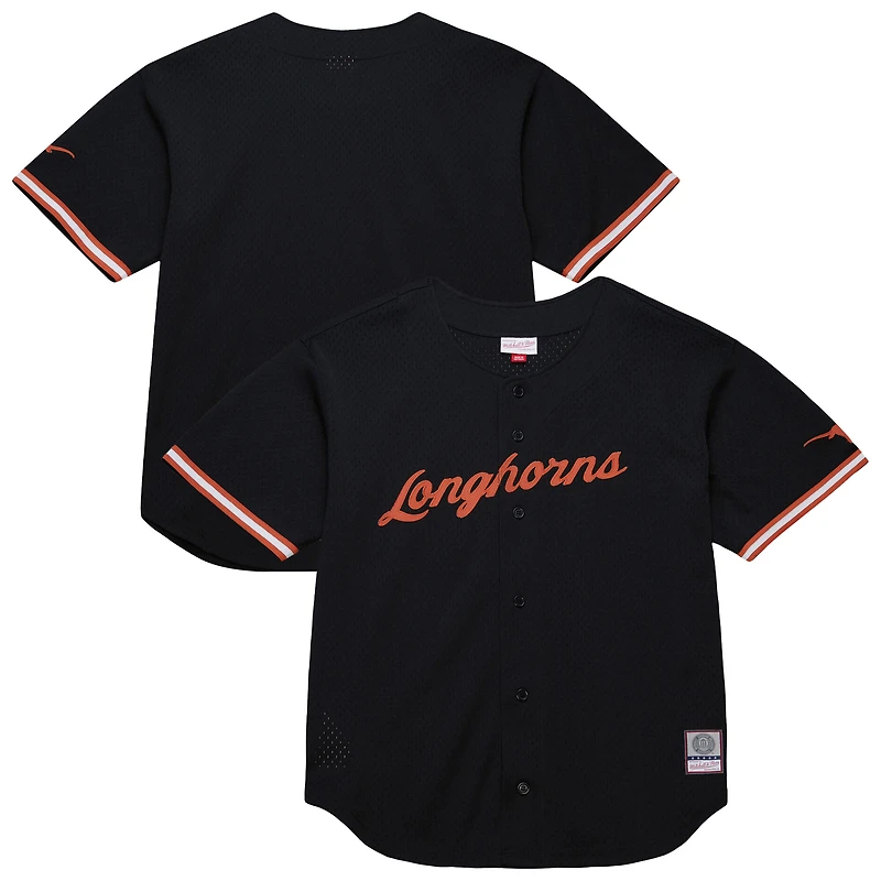 Men's Mitchell & Ness Black Texas Longhorns On The Clock Full-Button Fashion Jersey