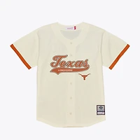 Maillot de baseball d'entraînement Mitchell & Ness crème Texas Longhorns pour homme, en maille et à boutons.