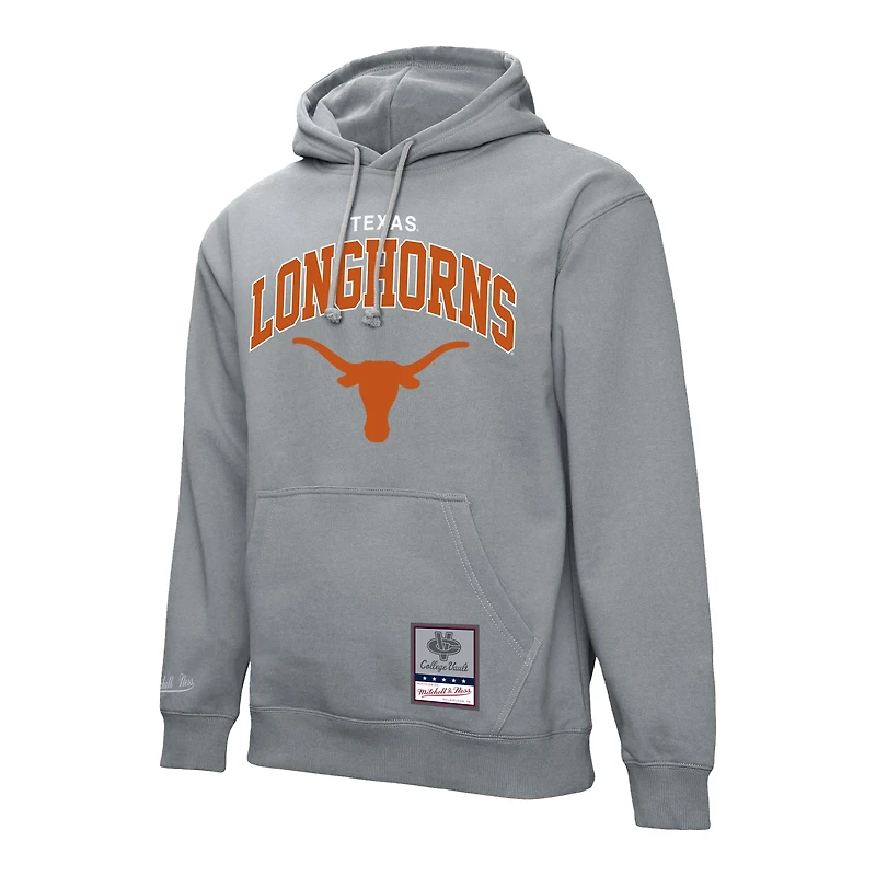 Sweat à capuche classique Mitchell & Ness gris chiné Texas Longhorns pour homme