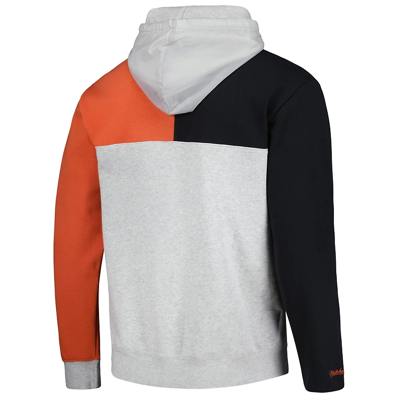 Sweat à capuche pour hommes Mitchell & Ness gris chiné Texas Longhorns Tie-Breaker