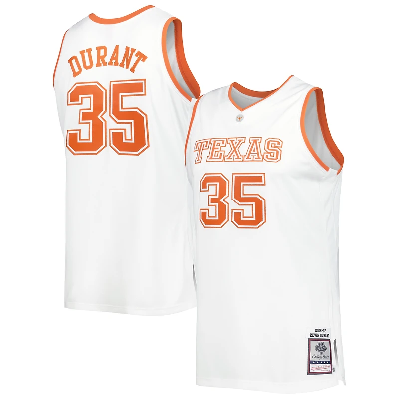 Maillot rétro Mitchell & Ness Kevin Durant pour homme, blanc, Texas Longhorns 2006/07