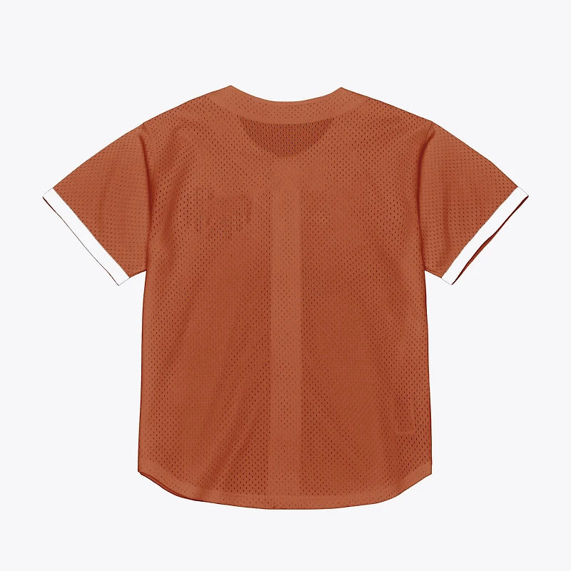 Men's Mitchell & Ness  Texas Orange Longhorns Mesh Button-Up Batting Practice Baseball Jersey